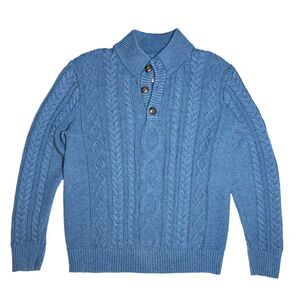 L.L. Bean Men's Heritage Donegal Fisherman Sweater Blue Large